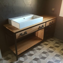 Mobile per bagno in ferro e legno